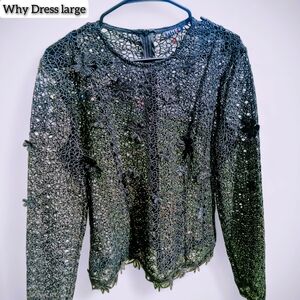 Black Crochet Blouse 3d flowers